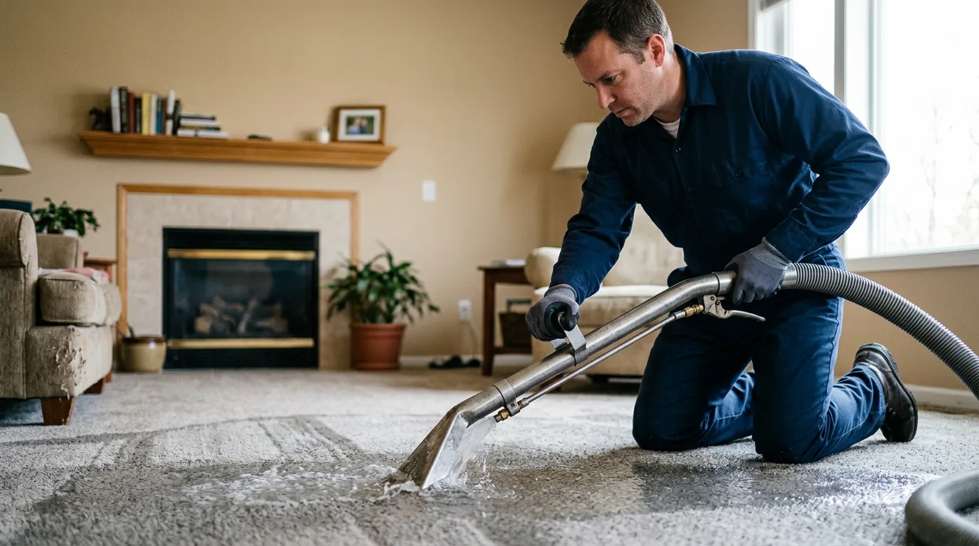 Water damage restoration technician working near Dover, FL
